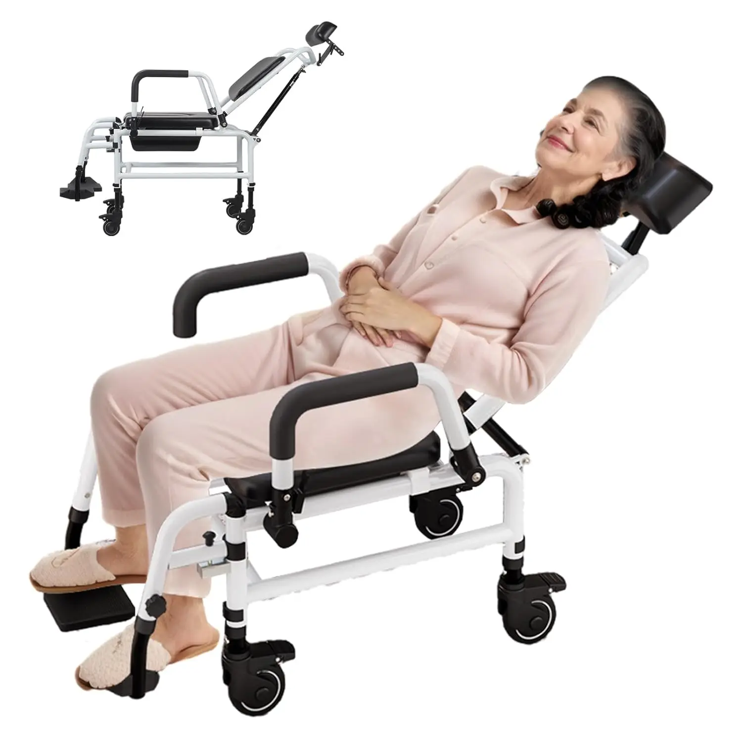 Reclining Shower Chair with Wheels | Commode Wheelchair for Seniors, Disabled, Bariatric & Handicap - Padded, Customized
Reclining Shower Chair with Wheels | Commode Wheelchair for Seniors, Disabled, Bariatric & Handicap - Padded, Customized