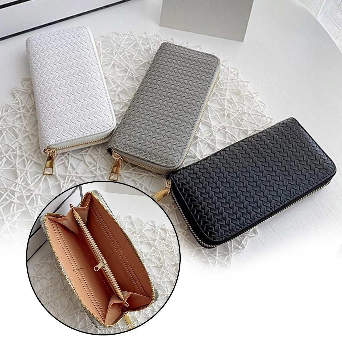 Braided Money Clip Coin Purse Ladies Purse Medium-Length Zipper Clutch Quality Pu Leather Selected Materials Exquisite Generous
Braided Money Clip Coin Purse Ladies Purse Medium-Length Zipper Clutch Quality Pu Leather Selected Materials Exquisite Generous
