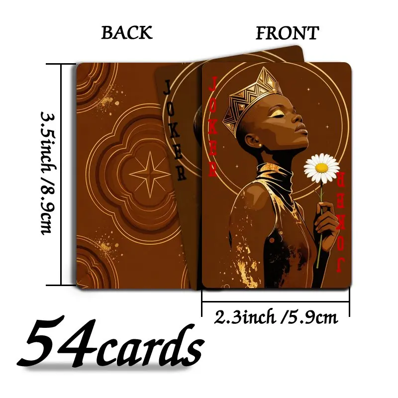 54-Piece Premium Poker Deck, Black Gold Crown Queen Art Printed Playing Cards Ideal for Family Game Nights and Party Games
54-Piece Premium Poker Deck, Black Gold Crown Queen Art Printed Playing Cards Ideal for Family Game Nights and Party Games