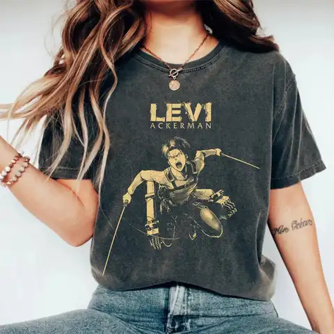 Levi Ackerman T-shirts, Attack on Titan Unisex T-shirts, Anime and Comic Print Pattern T-shirts for Fashionable Street Wear
