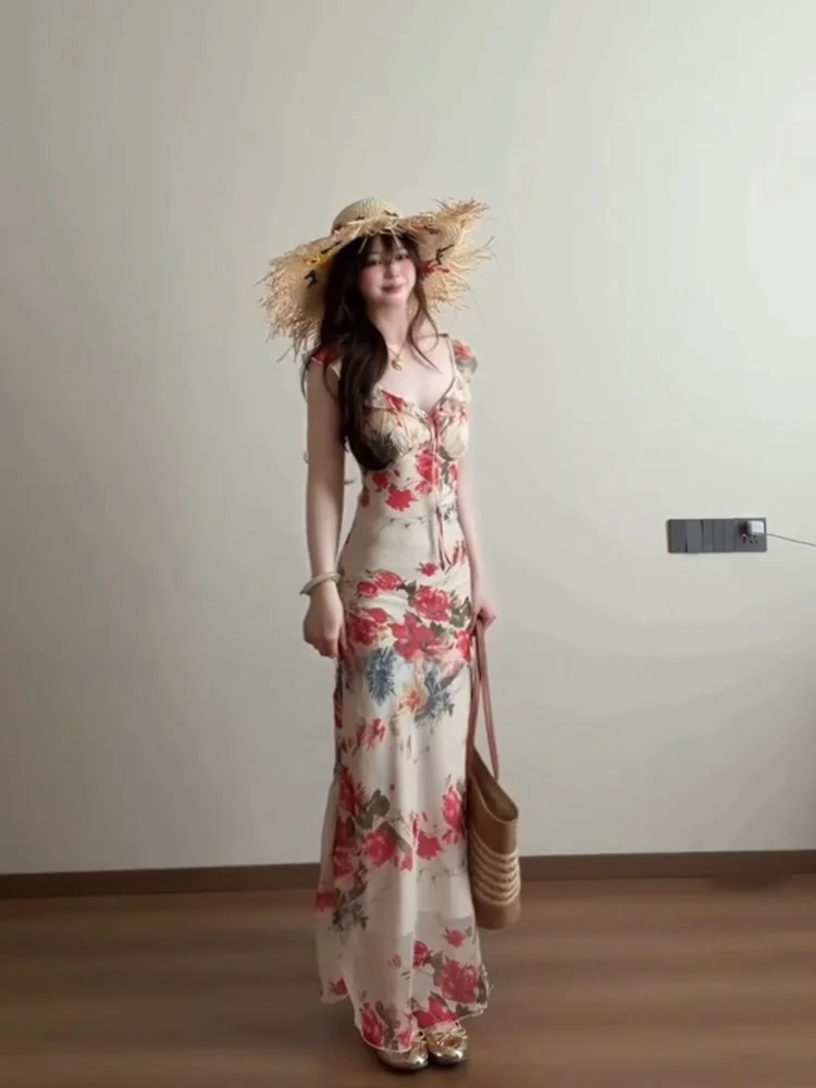Uomosi STAZF7 plus Size Vintage V-neck Print Maxi Dress Women Summer Beach Holiday Gown French Style Slim Fit No-sleeve A-line
Uomosi STAZF7 plus Size Vintage V-neck Print Maxi Dress Women Summer Beach Holiday Gown French Style Slim Fit No-sleeve A-line