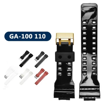 남성용 카시오 G-쇼크 실리콘 스트랩, GA-100 110 140 200 400/700 800 GD-100 110/120, 블랙 골드 버클, 시계 밴드 교체, 16mm