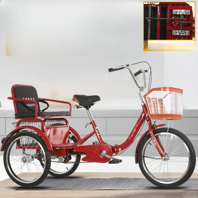 Double chain tricycle for the elderly, human, senior scooter, small pedal bike, adult
Double chain tricycle for the elderly, human, senior scooter, small pedal bike, adult