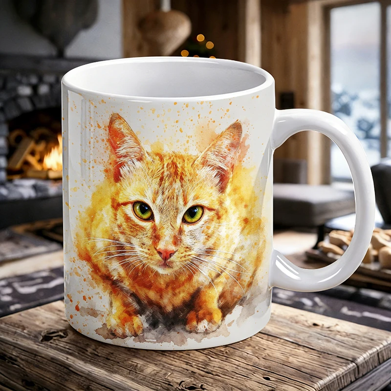 Orange Cat Watercolor Mug Cute Tabby Cat Print Ceramic Coffee Mug for Cat Lovers Home Office Kitchen Gift
Orange Cat Watercolor Mug Cute Tabby Cat Print Ceramic Coffee Mug for Cat Lovers Home Office Kitchen Gift