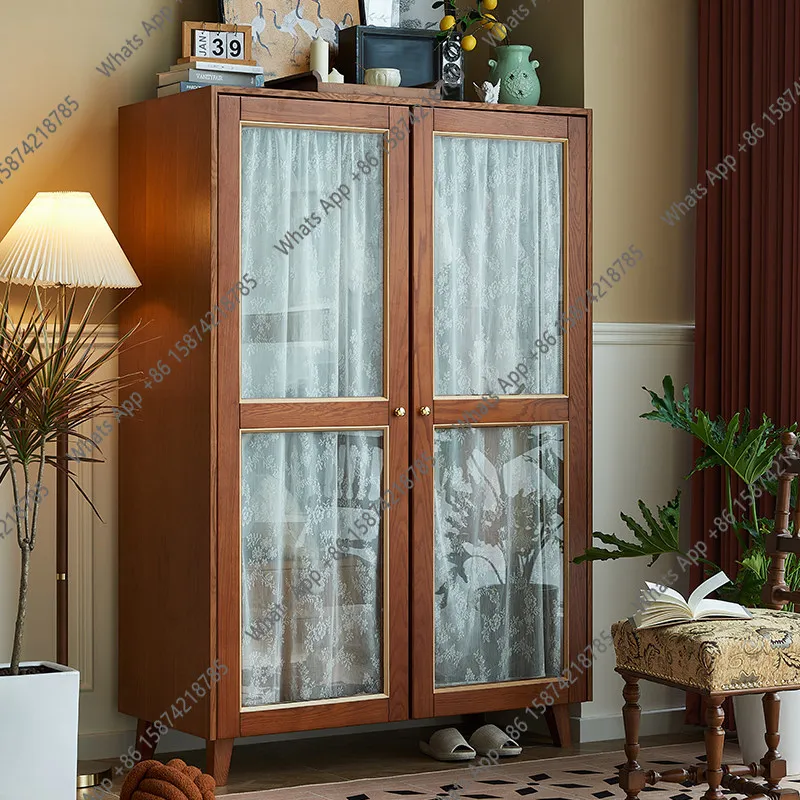 A Retro Double Door Wardrobe Solid Wood Locker Gauze Curtain Chinese Glass Wardrobe
A Retro Double Door Wardrobe Solid Wood Locker Gauze Curtain Chinese Glass Wardrobe