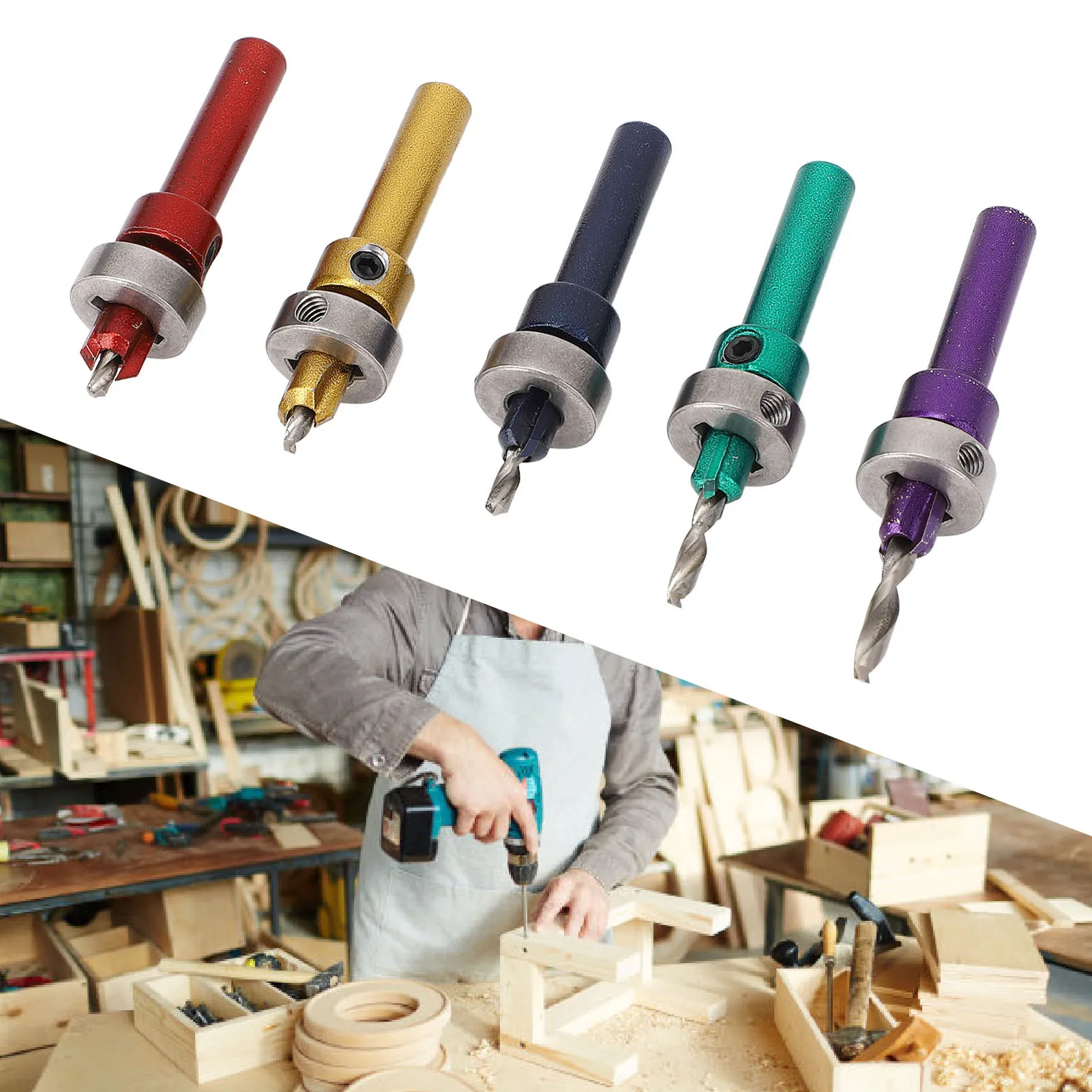 Wood Countersink Drill Bit Easy To Distinguish Wood Countersink Drill Bit Set CRV and HSS High Efficiency for Woodworking
Wood Countersink Drill Bit Easy To Distinguish Wood Countersink Drill Bit Set CRV and HSS High Efficiency for Woodworking