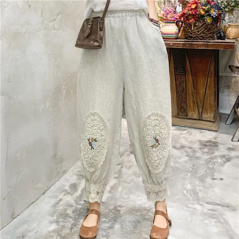 Women's Loose Embroidery Lantern Pants Cotton and Linen High Waisted 2025 Summer Ladies Pants Appear Thin Lady Trousers A333
Women's Loose Embroidery Lantern Pants Cotton and Linen High Waisted 2025 Summer Ladies Pants Appear Thin Lady Trousers A333