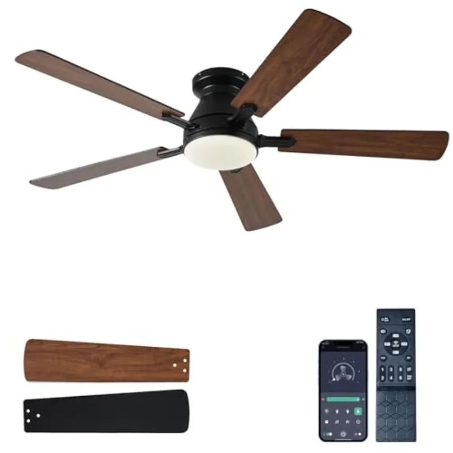 54 inch ceiling fan with light and remote for bedroom indoor/outdoor use, brown metal flush mount, reversible, 3CCT dimmable, n
54 inch ceiling fan with light and remote for bedroom indoor/outdoor use, brown metal flush mount, reversible, 3CCT dimmable, n