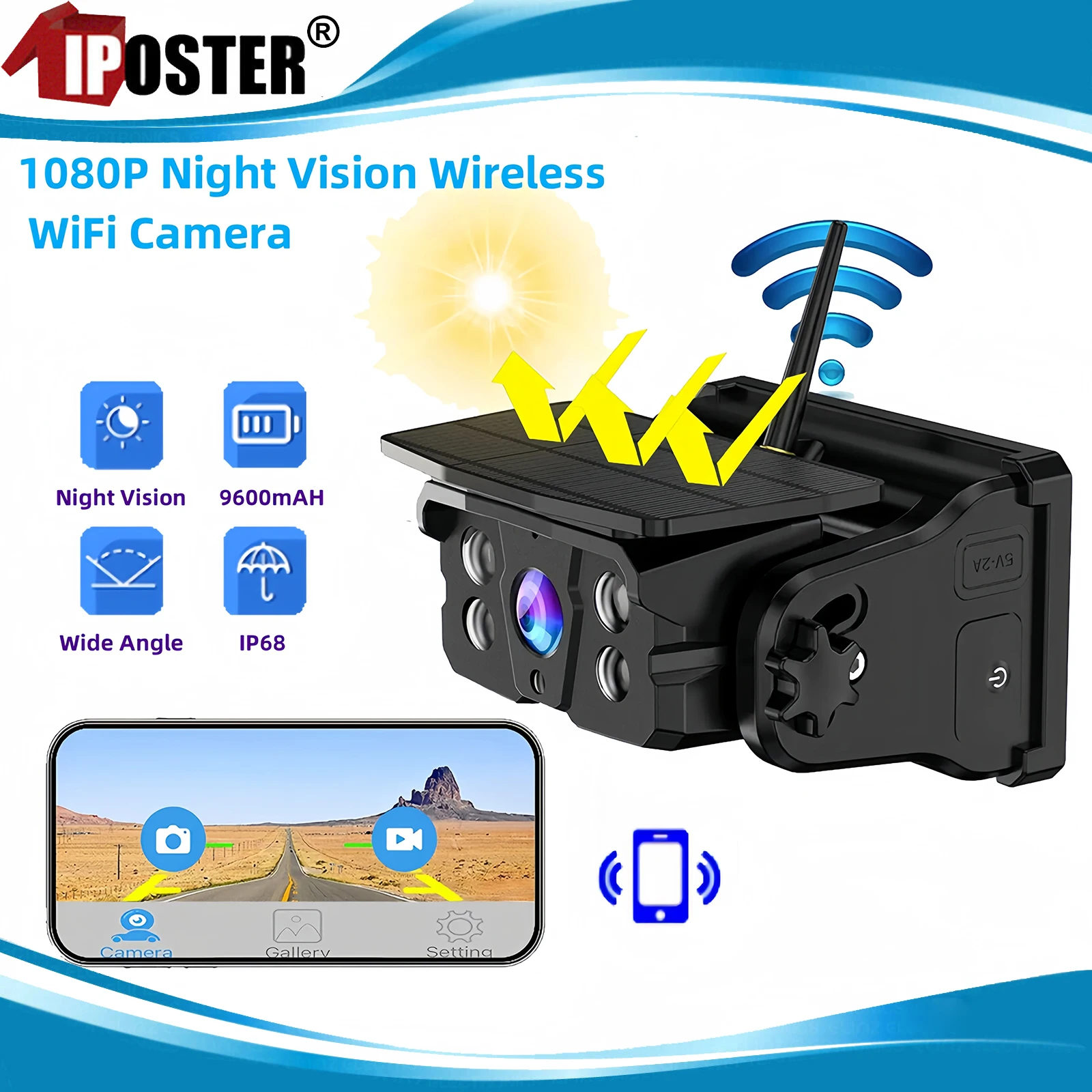 iPoster Car Rear Camera WiFi Wireless Solar Band Battery Rearview Camera 1080P Night Vision Backup Camera For Caravan RV Bus
iPoster Car Rear Camera WiFi Wireless Solar Band Battery Rearview Camera 1080P Night Vision Backup Camera For Caravan RV Bus