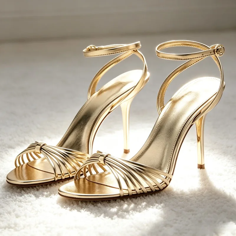 Gold Narrow Band Metal Detail Heeled Sandals Women Fashion Ankle Strap Buckle Stiletto Designer Shoe Elegant Open-toe Party Shoe
Gold Narrow Band Metal Detail Heeled Sandals Women Fashion Ankle Strap Buckle Stiletto Designer Shoe Elegant Open-toe Party Shoe