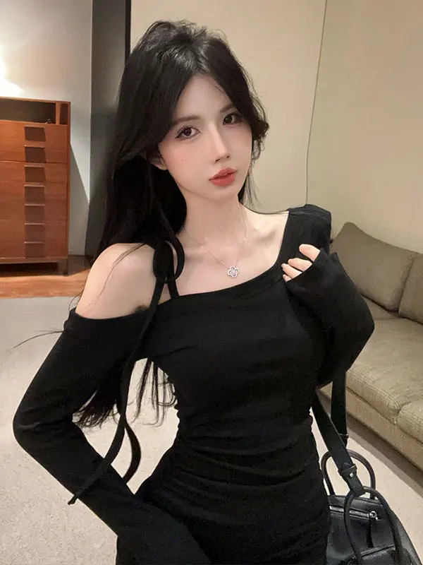 Elegant Chic Long Sleeve Asymmetrical Shoulder Rope Belted Bodycon Dress Women Winter High Waist Commute Style Pure Color Skirt
Elegant Chic Long Sleeve Asymmetrical Shoulder Rope Belted Bodycon Dress Women Winter High Waist Commute Style Pure Color Skirt