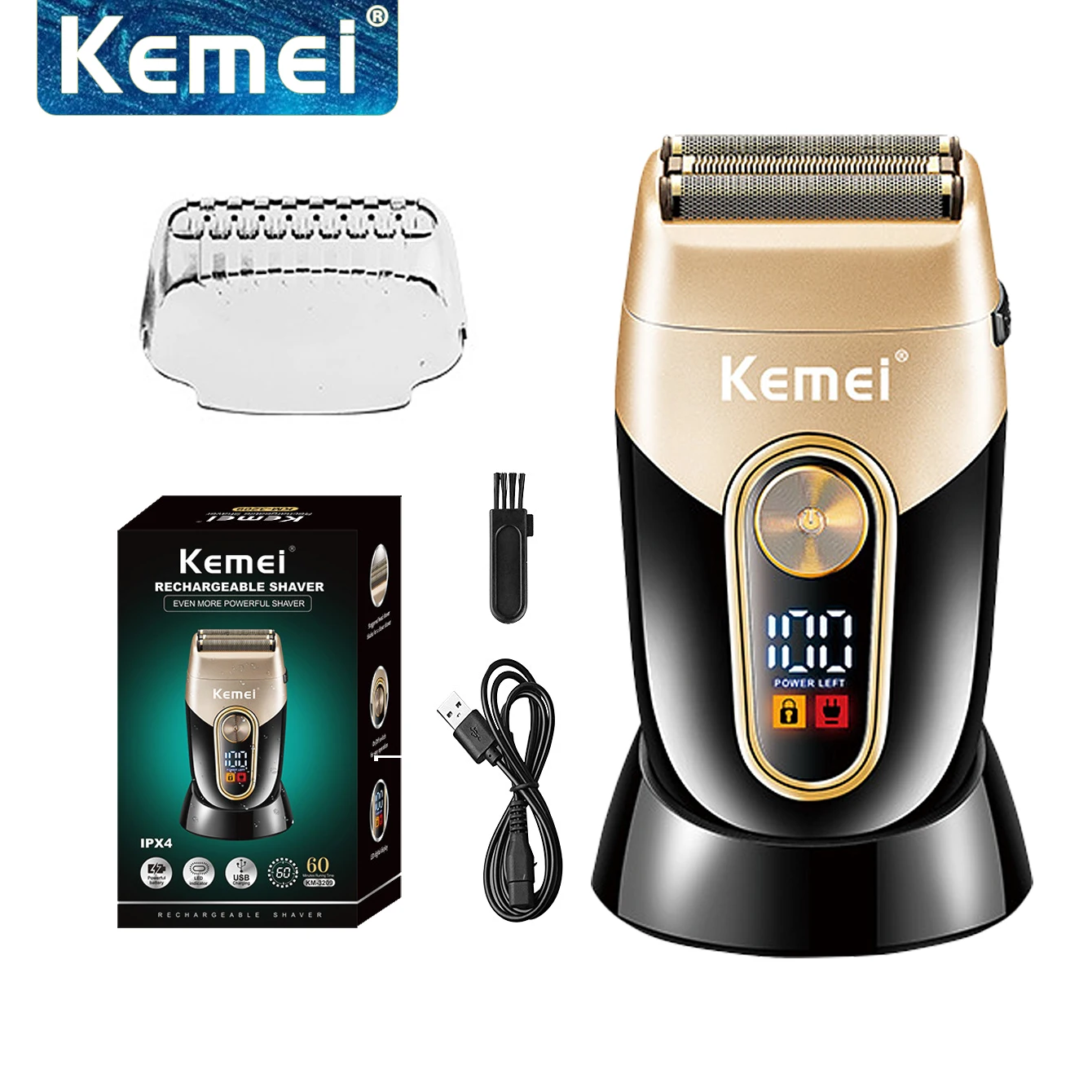 Kemei KM-3209 Men's Shaver With Charging Base Electric Razor Wet or Dry Beard Shaving Rechargeable Three Blade Heads Shaver
Kemei KM-3209 Men's Shaver With Charging Base Electric Razor Wet or Dry Beard Shaving Rechargeable Three Blade Heads Shaver