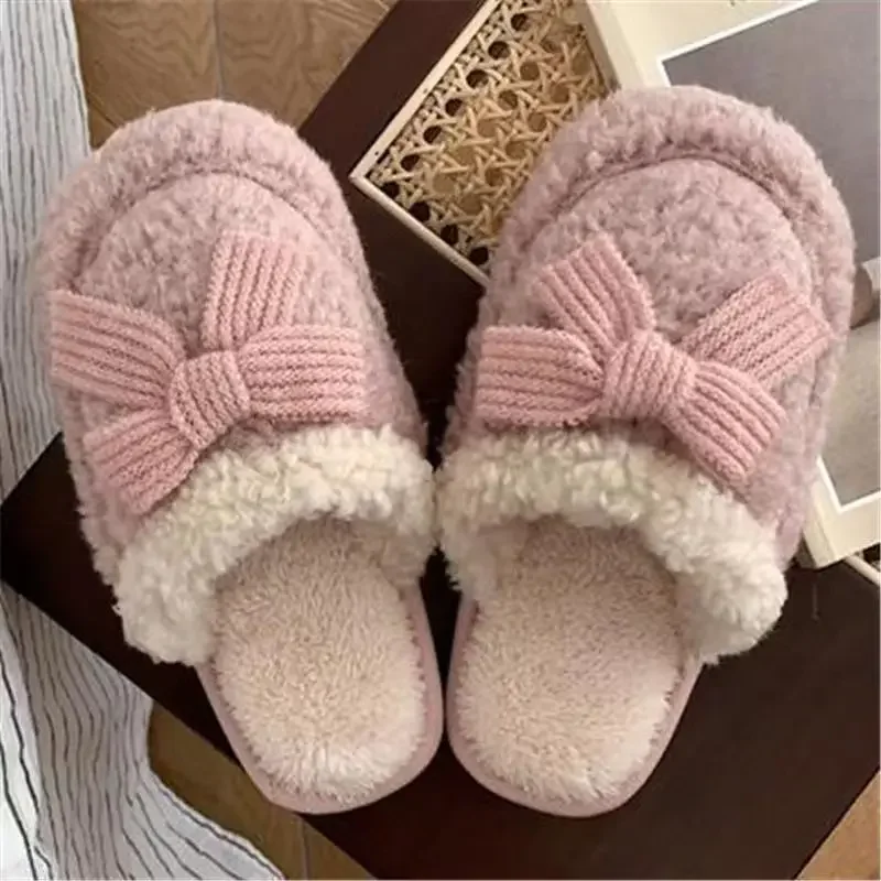 Bow Slippers Korean Winter Toe Wrap Warm Thick Soft Sole Slides Women Indoor Floor Flat Fleece Home Plush Non-slip Shoes New In
Bow Slippers Korean Winter Toe Wrap Warm Thick Soft Sole Slides Women Indoor Floor Flat Fleece Home Plush Non-slip Shoes New In