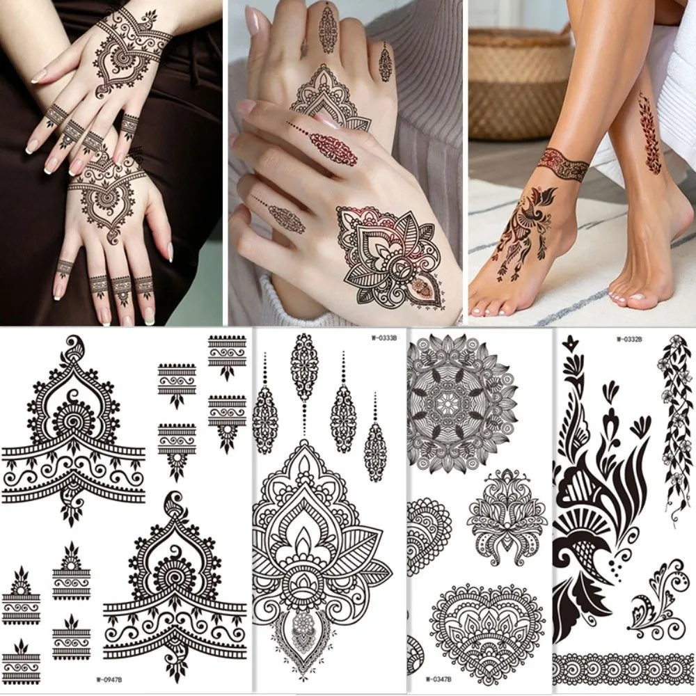 Black Mehndi Stickers Henna Tattoo Stickers Legs Arm Lace Fake Tattoo Temporary Tattoo Wedding Tool India Flower
Black Mehndi Stickers Henna Tattoo Stickers Legs Arm Lace Fake Tattoo Temporary Tattoo Wedding Tool India Flower