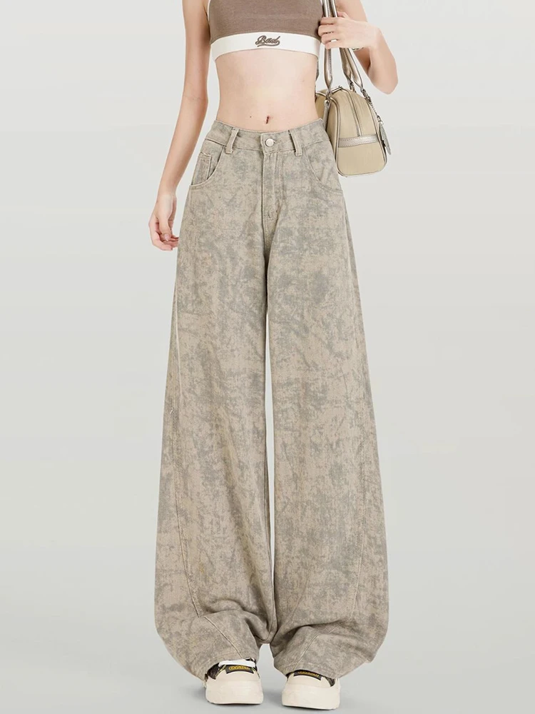 Женские джинсы с винтажным принтом, летние свободные повседневные широкие джинсовые брюки в стиле ретро, американская уличная одежда, женские брюки большого размера с высокой талией 
Женские джинсы с винтажным принтом, летние свободные повседневные широкие джинсовые брюки в стиле ретро, американская уличная одежда, женские брюки большого размера с высокой талией