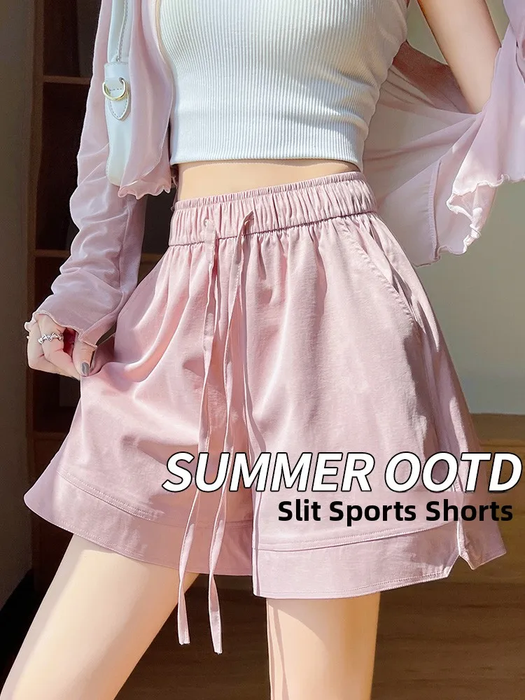 plus Size Women's Pink Slit Sports Shorts High Waist Casual Loose Ice Silk Wide Leg Five-Quarter Pants Summer Comfortable
plus Size Women's Pink Slit Sports Shorts High Waist Casual Loose Ice Silk Wide Leg Five-Quarter Pants Summer Comfortable