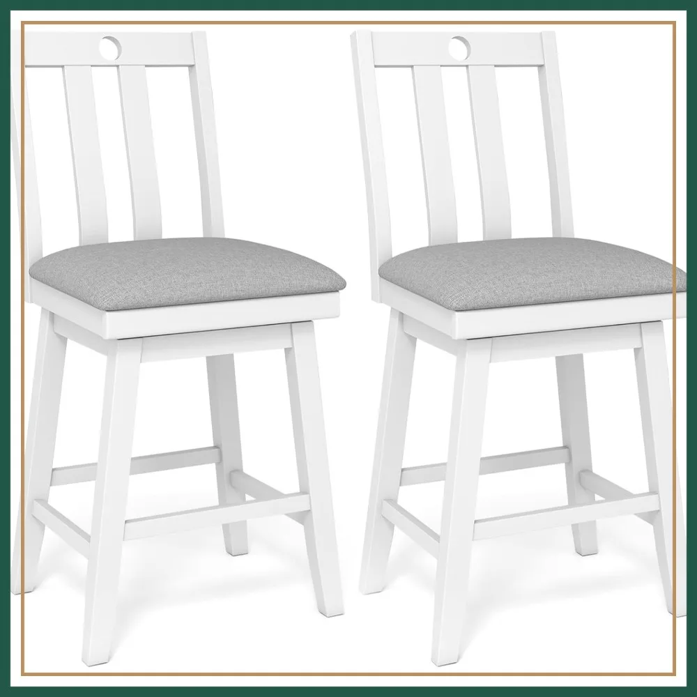 25" Swivel Counter Height Bar Stools Set of 2, Padded Seat, Rubber Wood Frame, Slatted Backrest, Upholstered Barstools for Kitchen Island, Restaurant, Cafe
25" Swivel Counter Height Bar Stools Set of 2, Padded Seat, Rubber Wood Frame, Slatted Backrest, Upholstered Barstools for Kitchen Island, Restaurant, Cafe