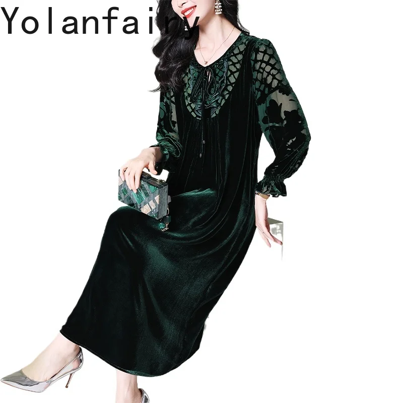 YOLANFAIRY бархатное женское платье из натурального шелка шелковицы, осенние элегантные платья на день рождения, супер красивое длинное платье с цветочным принтом
YOLANFAIRY бархатное женское платье из натурального шелка шелковицы, осенние элегантные платья на день рождения, супер красивое длинное платье с цветочным принтом