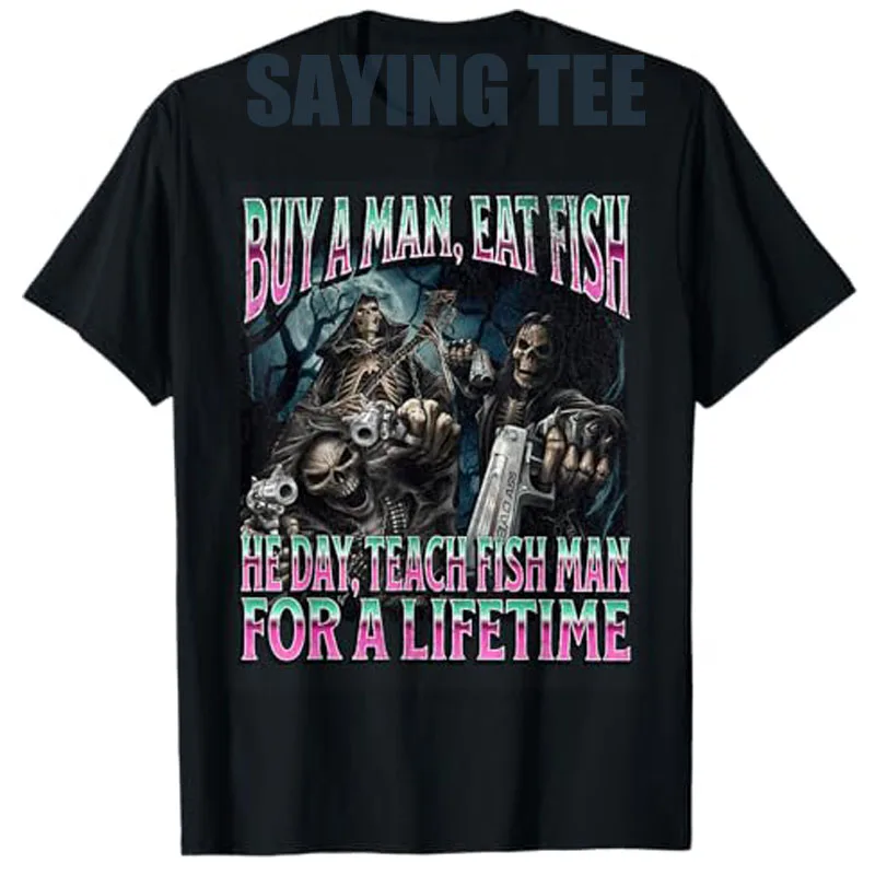 Buy A Man Eat Fish Funny Hard Skeleton Meme Bootleg T-Shirt Funny Badass Skull Print Y2k Design Graphic Outfit Men's Fashion
Buy A Man Eat Fish Funny Hard Skeleton Meme Bootleg T-Shirt Funny Badass Skull Print Y2k Design Graphic Outfit Men's Fashion