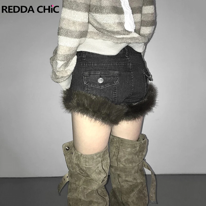 REDDACHiC Furry Cuffs Cargo Jean Shorts Winter Y2k Gyaru Distressed Slim Low Waist Denim Shorts Vintage Trendy Women Clothes
REDDACHiC Furry Cuffs Cargo Jean Shorts Winter Y2k Gyaru Distressed Slim Low Waist Denim Shorts Vintage Trendy Women Clothes