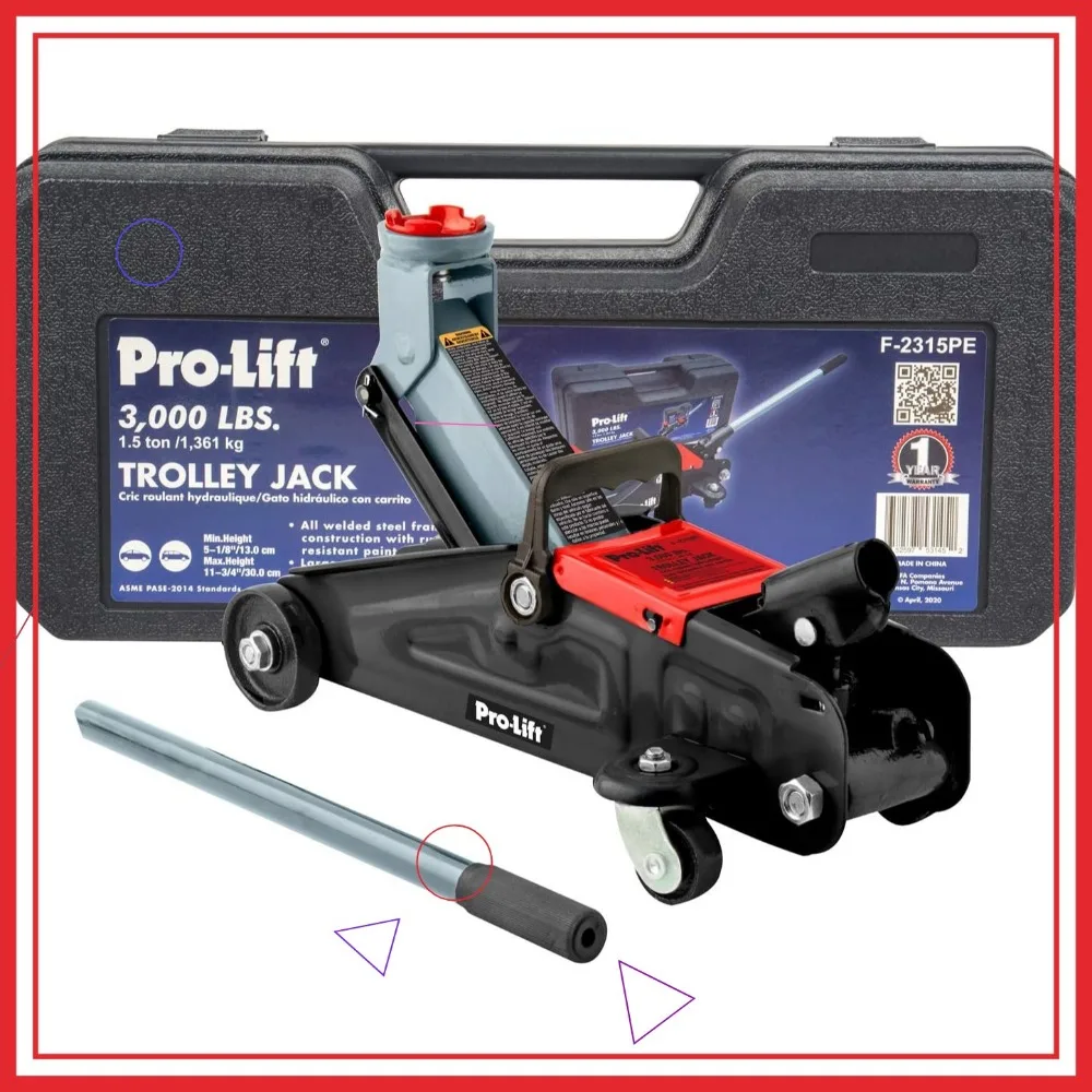 Grey Hydraulic Trolley Jack Car Lift with Blow Molded Case, 3000 LBS Capacity, 12 Inch Height
Grey Hydraulic Trolley Jack Car Lift with Blow Molded Case, 3000 LBS Capacity, 12 Inch Height