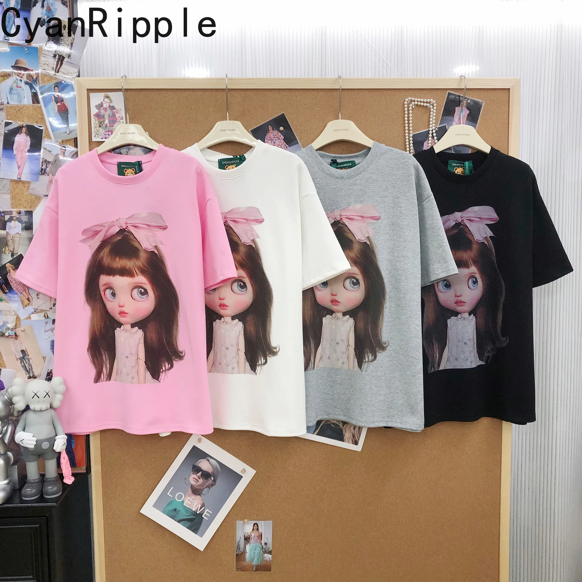 Korea New Spring Summer Age Reduction Cartoon Printed Round Neck Pullover Top Mid-long Oversize Casual Short Sleeve Cotton Tees
Korea New Spring Summer Age Reduction Cartoon Printed Round Neck Pullover Top Mid-long Oversize Casual Short Sleeve Cotton Tees