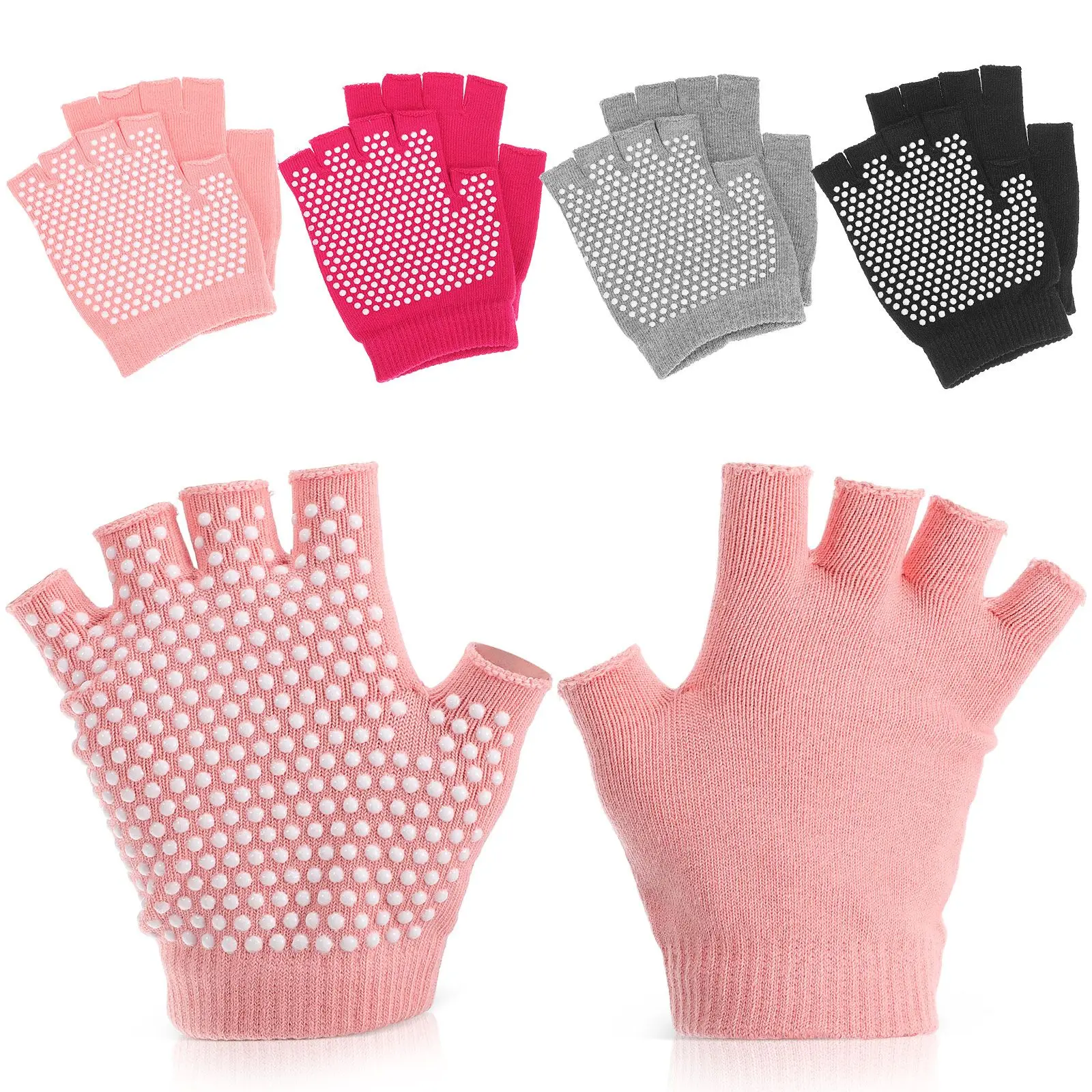 4 Pcs Anti-Slip Yoga Gloves Breathable Workout Gym Women Fingerless Black Grey Pink Orange Non Slip Fitness Exercise
4 Pcs Anti-Slip Yoga Gloves Breathable Workout Gym Women Fingerless Black Grey Pink Orange Non Slip Fitness Exercise