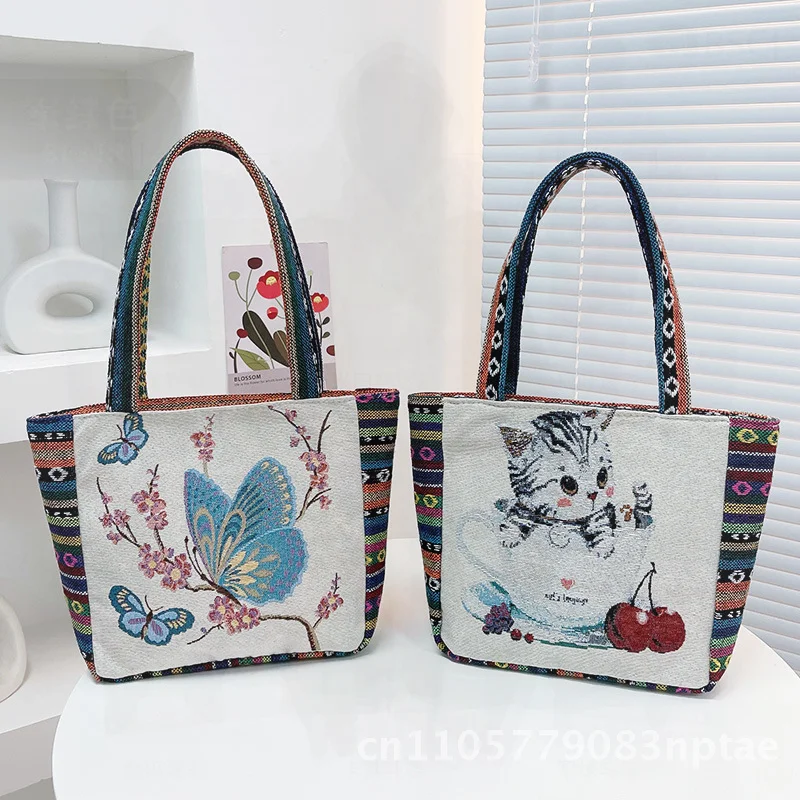 Women's Canvas Handbag Double-Sided Embroidery Ethnic Style Tote Bag with Zipper Closure College Class Essential Accessory
Women's Canvas Handbag Double-Sided Embroidery Ethnic Style Tote Bag with Zipper Closure College Class Essential Accessory