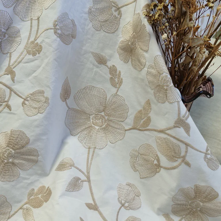 Elegant delicate floral embroidered fabric for sewing home textiles, home decor, clothing women's wear
Elegant delicate floral embroidered fabric for sewing home textiles, home decor, clothing women's wear