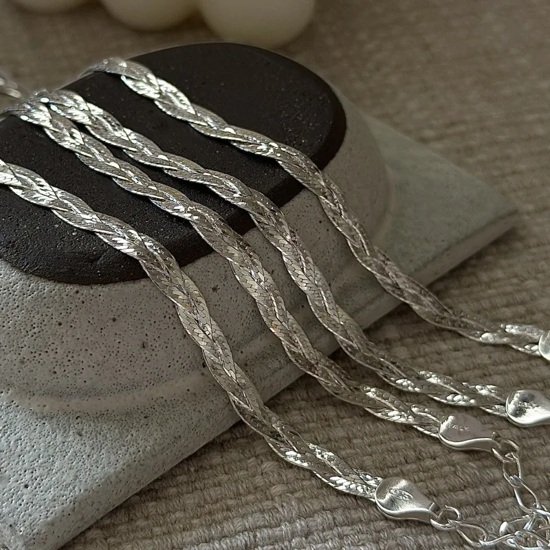 BOCAI S925 Pure Silver Jewelry Trend Simple Italian Snake Bone Chain Selected Gifts For Women
BOCAI S925 Pure Silver Jewelry Trend Simple Italian Snake Bone Chain Selected Gifts For Women