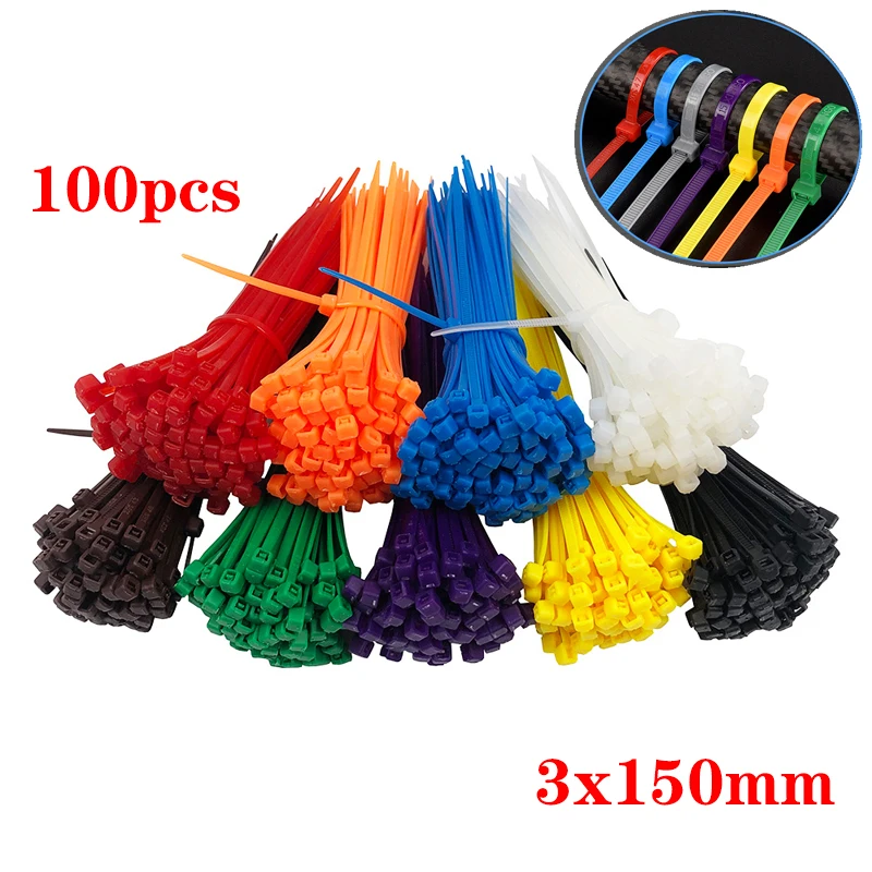 100pcs Color Nylon Cable Ties 3*150mm Self-locking Cable Ties Plastic Ties for Fixing Cables and Fastening Rings
100pcs Color Nylon Cable Ties 3*150mm Self-locking Cable Ties Plastic Ties for Fixing Cables and Fastening Rings