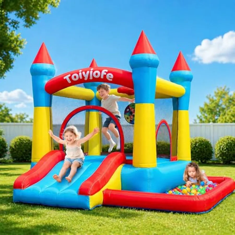 Bounce House for 3-6, with Slide and Ball Pit and Hoop, 5-in-1 Small Indoor Outdoor Inflatable Bouncy Castle, Toddler Jump Hous
Bounce House for 3-6, with Slide and Ball Pit and Hoop, 5-in-1 Small Indoor Outdoor Inflatable Bouncy Castle, Toddler Jump Hous