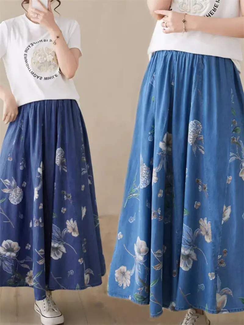 Lazy Irregular Printed Denim Skirts For Women 2024 Spring Summer Large Size Simple Slim Elastic High Waisted A-Line Skirt f K577
Lazy Irregular Printed Denim Skirts For Women 2024 Spring Summer Large Size Simple Slim Elastic High Waisted A-Line Skirt f K577