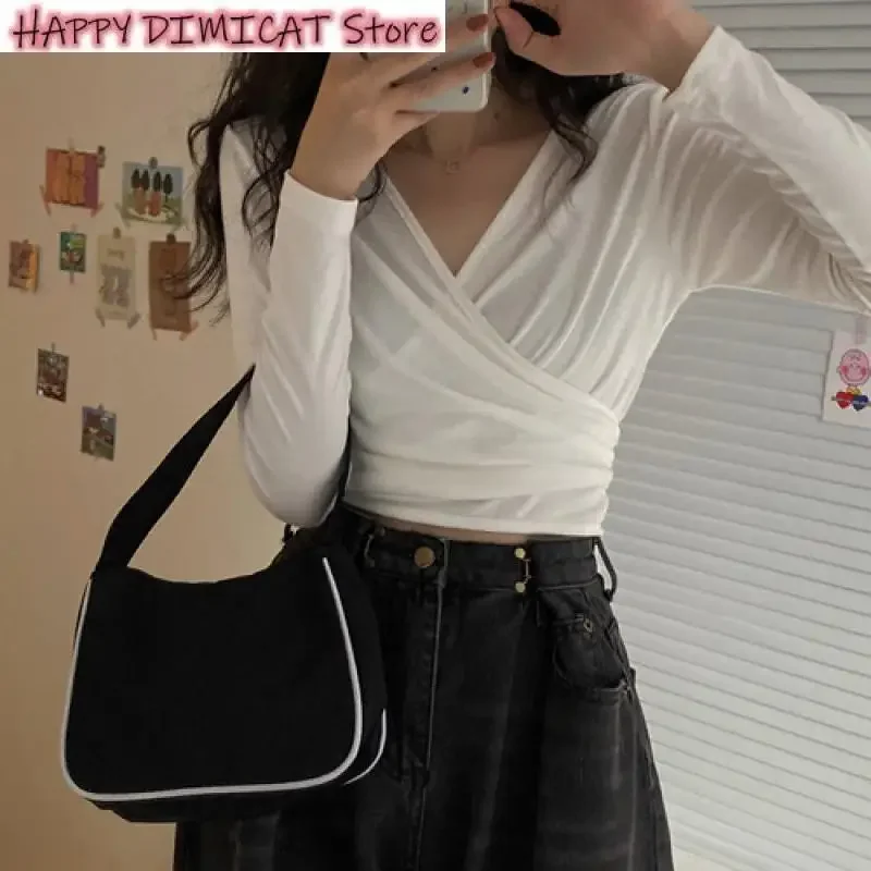Vintage T-shirts for Women, Casual Street Wear, Long Sleeve, Sweet Elegant V-neck Tops, Chic Inside Chic, All-match, New
Vintage T-shirts for Women, Casual Street Wear, Long Sleeve, Sweet Elegant V-neck Tops, Chic Inside Chic, All-match, New