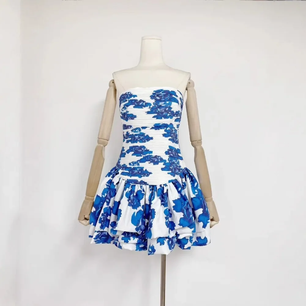 Women Sexy Strapless Ruched Floral Mini Dress for Elegant Cocktail Party Chic Bubble Skirt Vintage Prom Birthday Gown
Women Sexy Strapless Ruched Floral Mini Dress for Elegant Cocktail Party Chic Bubble Skirt Vintage Prom Birthday Gown