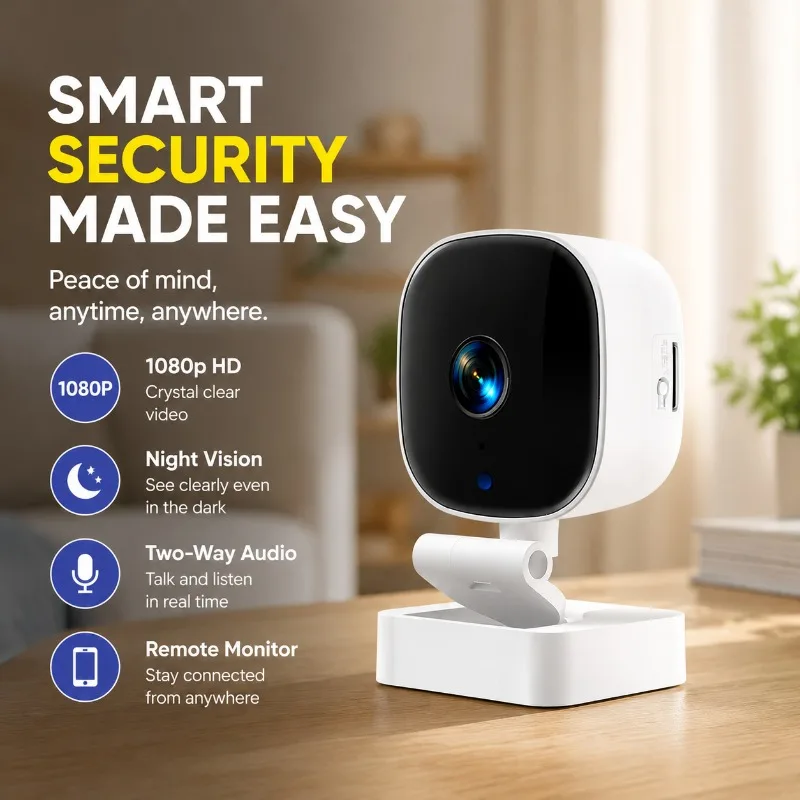 Mini Compact HD Wireless Surveillance Camera Mobile Remote Real-time View Indoor Safety Monitor Built-in Night Vision Motion
Mini Compact HD Wireless Surveillance Camera Mobile Remote Real-time View Indoor Safety Monitor Built-in Night Vision Motion