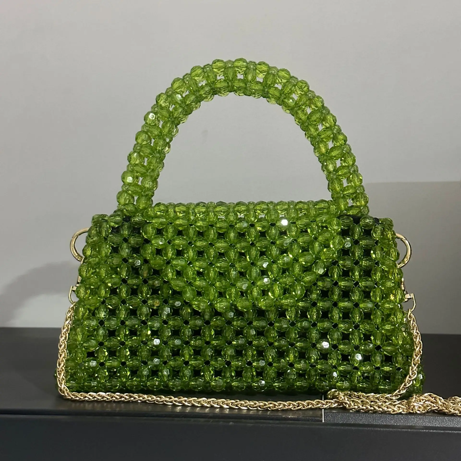 Summer New Handwoven Beaded Bag Metal Chain Women's Crossbody Bags Versatile Fashion Flip Crystal Kadies Handbag Customization
Summer New Handwoven Beaded Bag Metal Chain Women's Crossbody Bags Versatile Fashion Flip Crystal Kadies Handbag Customization