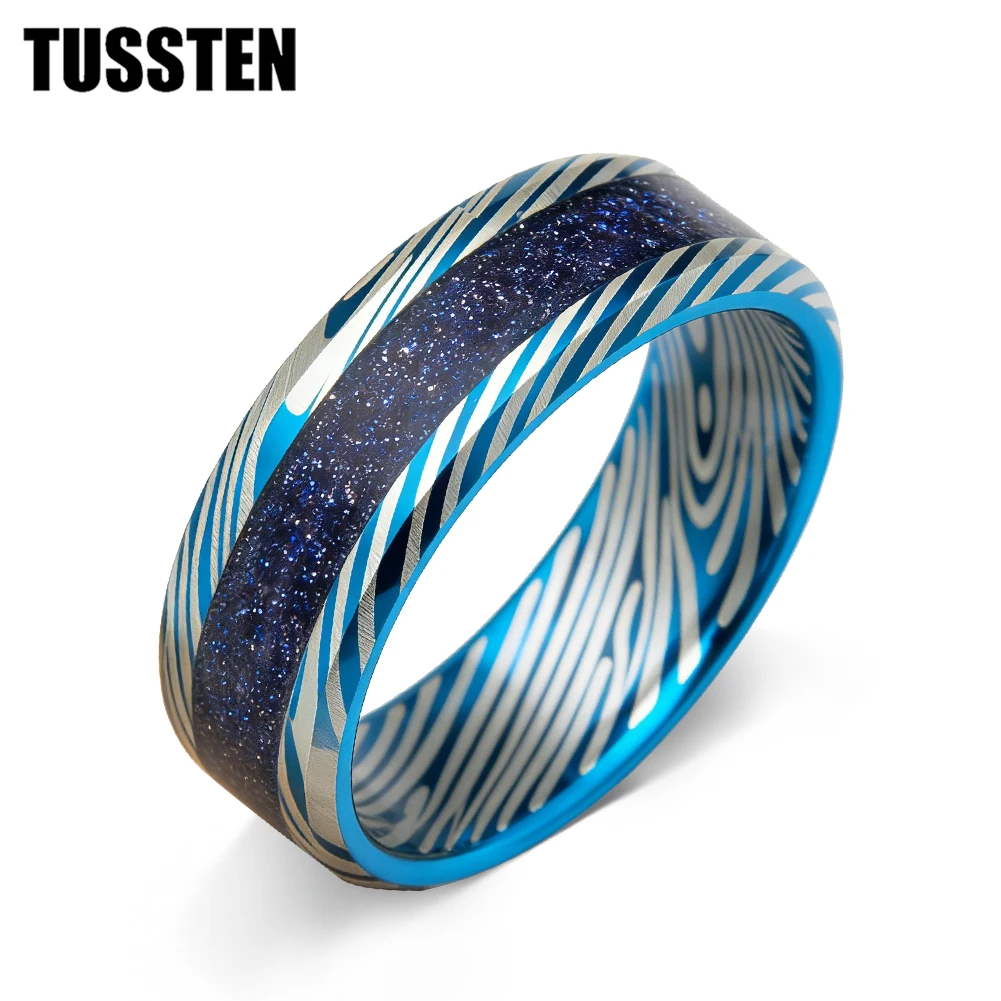 TUTISS 8mm Men Women Blue Damascus Ring: Tungsten Wedding Band, Night Stars Inlay Fashion Engagement Promise
TUTISS 8mm Men Women Blue Damascus Ring: Tungsten Wedding Band, Night Stars Inlay Fashion Engagement Promise
