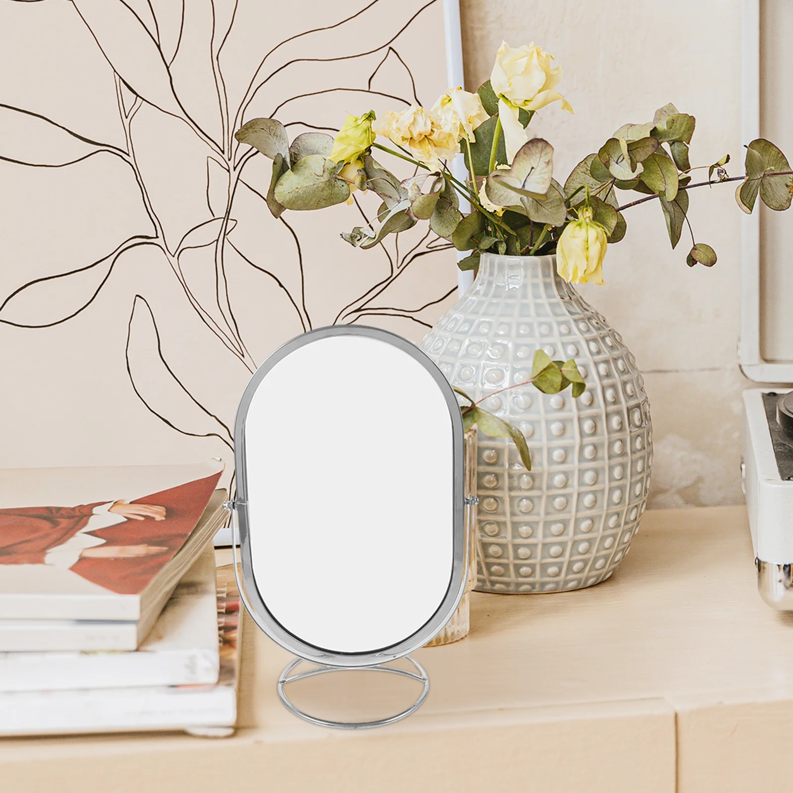 Tabletop Swivel Vanity Mirror Oval Shape Rotating Desktop Makeup Mirror for Bedroom Dresser Mirrors for Bedroom
Tabletop Swivel Vanity Mirror Oval Shape Rotating Desktop Makeup Mirror for Bedroom Dresser Mirrors for Bedroom