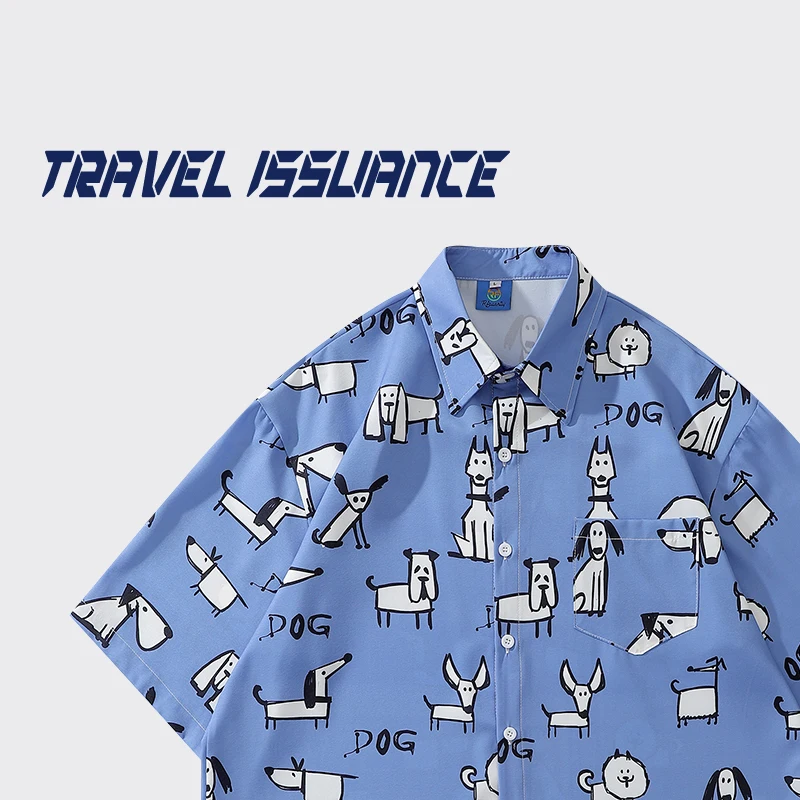 Travel Issuance Doggies League Loose Fun Cartoon Short Sleeve Shirt Couple Style Casual Cotton Fashion Men Women Top
Travel Issuance Doggies League Loose Fun Cartoon Short Sleeve Shirt Couple Style Casual Cotton Fashion Men Women Top