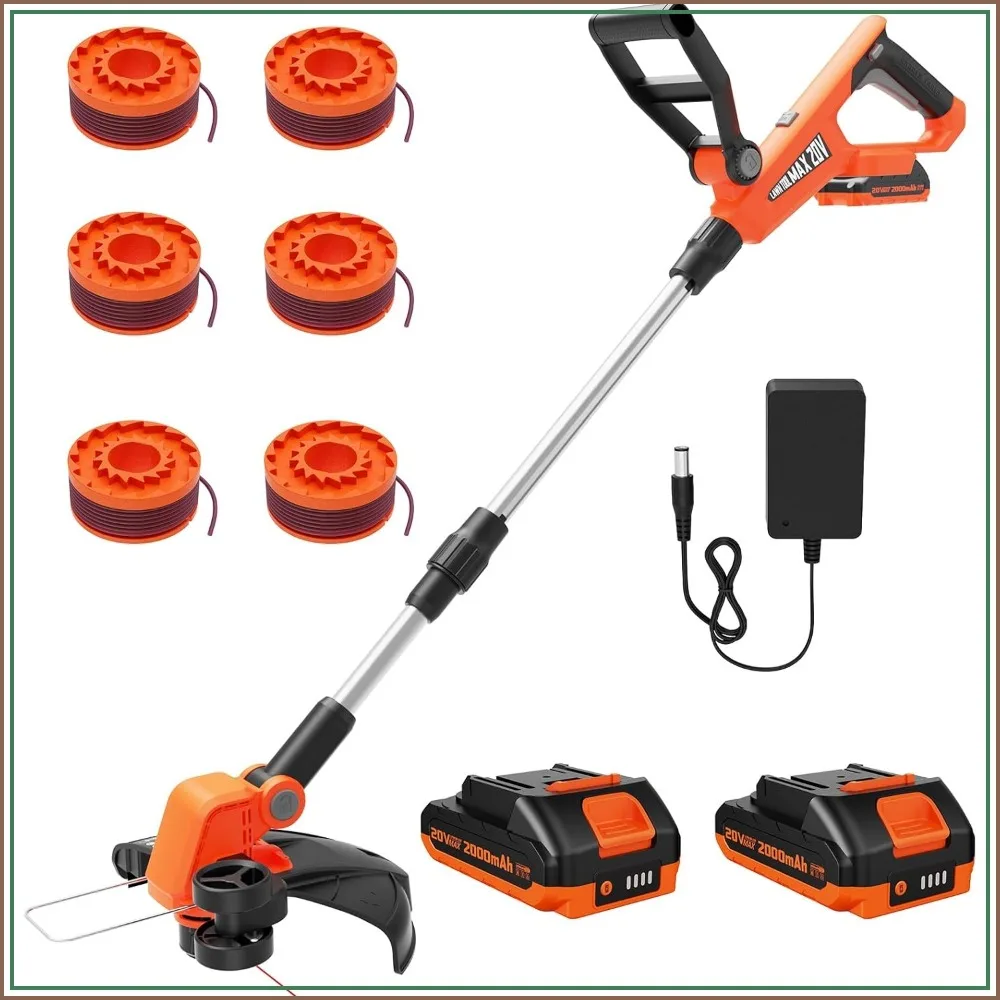 20V Cordless Weed Wacker with Automatic Line Feed, 2-in-1 String Trimmer & Edger, 2x2.0Ah Batteries, 6 Spools
20V Cordless Weed Wacker with Automatic Line Feed, 2-in-1 String Trimmer & Edger, 2x2.0Ah Batteries, 6 Spools