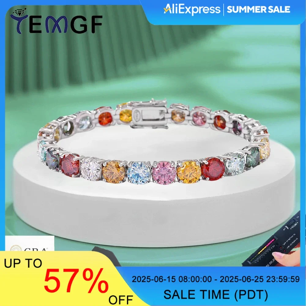TEMGF Colorful Moissanite Bracelet S925 Sterling Silver Chain for Women Trendy Luxury Sparkling Fine Jewelry GRA Certification
TEMGF Colorful Moissanite Bracelet S925 Sterling Silver Chain for Women Trendy Luxury Sparkling Fine Jewelry GRA Certification