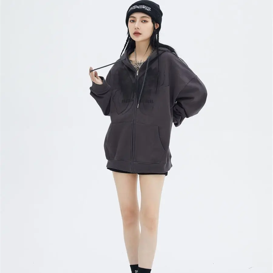 Grey with Zipper Hooded Female Clothes Hoodies Beig Orint on Tops Sweatshirts for Women Full Zip Up Style E Goth 90s Vintage
Grey with Zipper Hooded Female Clothes Hoodies Beig Orint on Tops Sweatshirts for Women Full Zip Up Style E Goth 90s Vintage