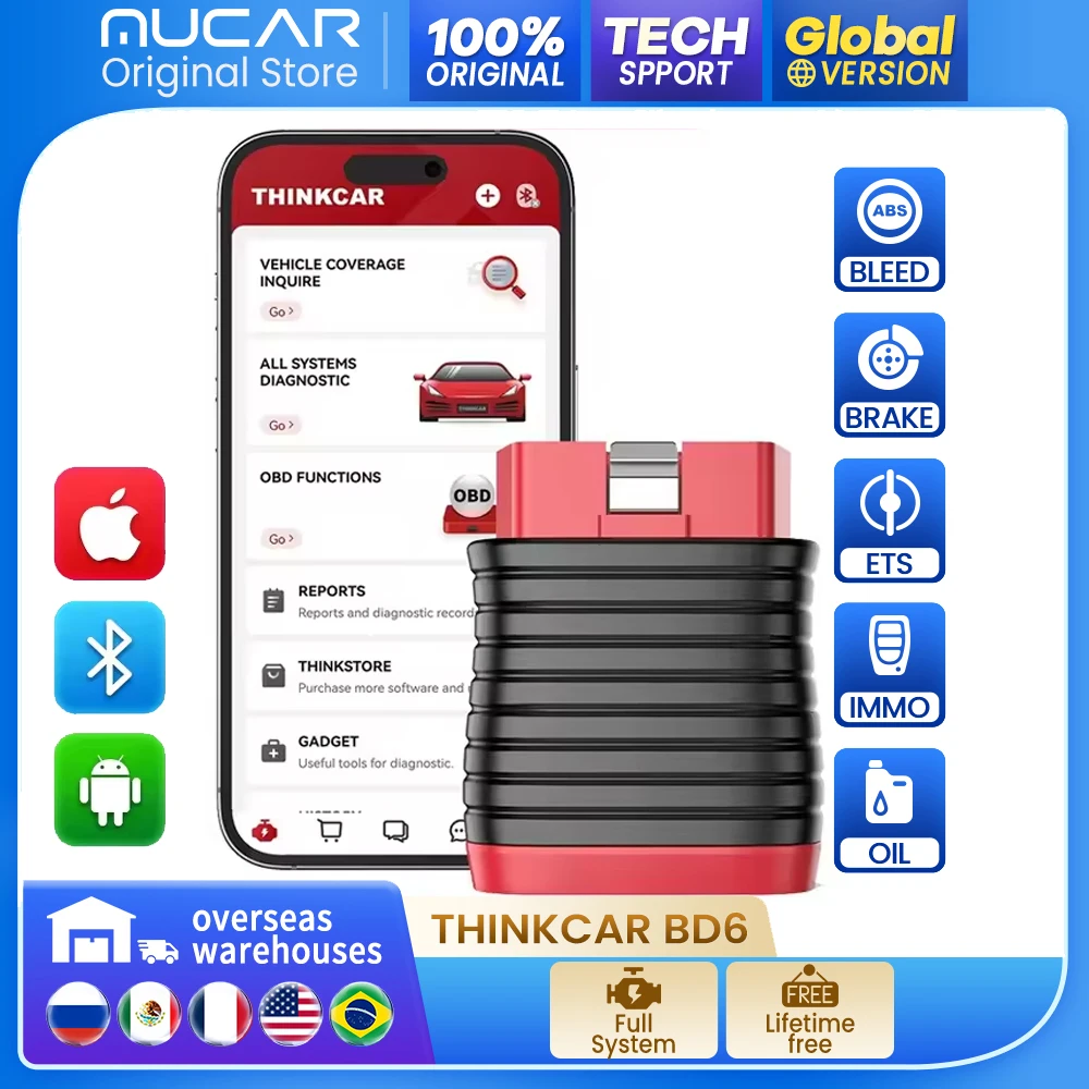 THINKCAR BD6 Full System OBD2 Auto Diagnostic Scanner Tool Code Reader 5 Reset Oil IMMO ETS BRAKE BLEED Lifetime Free Update
THINKCAR BD6 Full System OBD2 Auto Diagnostic Scanner Tool Code Reader 5 Reset Oil IMMO ETS BRAKE BLEED Lifetime Free Update