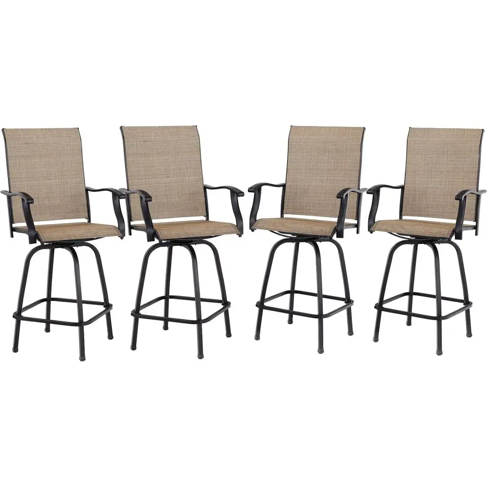 Set of 4 Swivel Outdoor Bar Stools with 30 Seat Height and Brown Textilene Backrests for Patio, Porch, and Yard
Set of 4 Swivel Outdoor Bar Stools with 30 Seat Height and Brown Textilene Backrests for Patio, Porch, and Yard