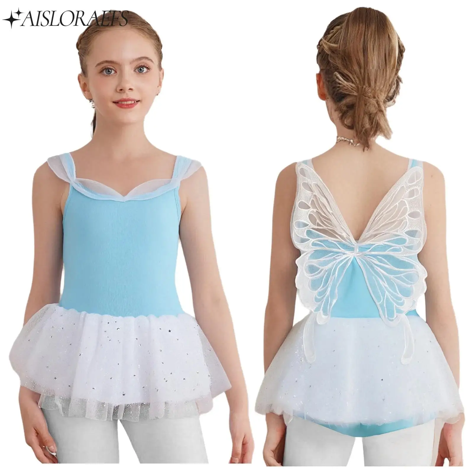 Kids Girls Ballet Dance Performance Costume Sleeveless Butterfly Back Leotard with Tulle Tutu Skirt for Halloween Cosplay Party
Kids Girls Ballet Dance Performance Costume Sleeveless Butterfly Back Leotard with Tulle Tutu Skirt for Halloween Cosplay Party