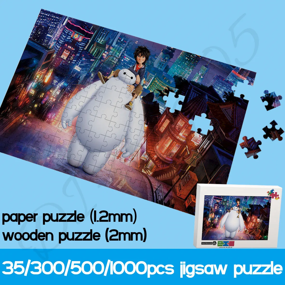 Пазлы из 1000 частей Disney, пазлы с рисунком из мультфильма «Big Hero 6», бумажные деревянные головоломки, развлекательные игрушки и хобби для детей
Пазлы из 1000 частей Disney, пазлы с рисунком из мультфильма «Big Hero 6», бумажные деревянные головоломки, развлекательные игрушки и хобби для детей