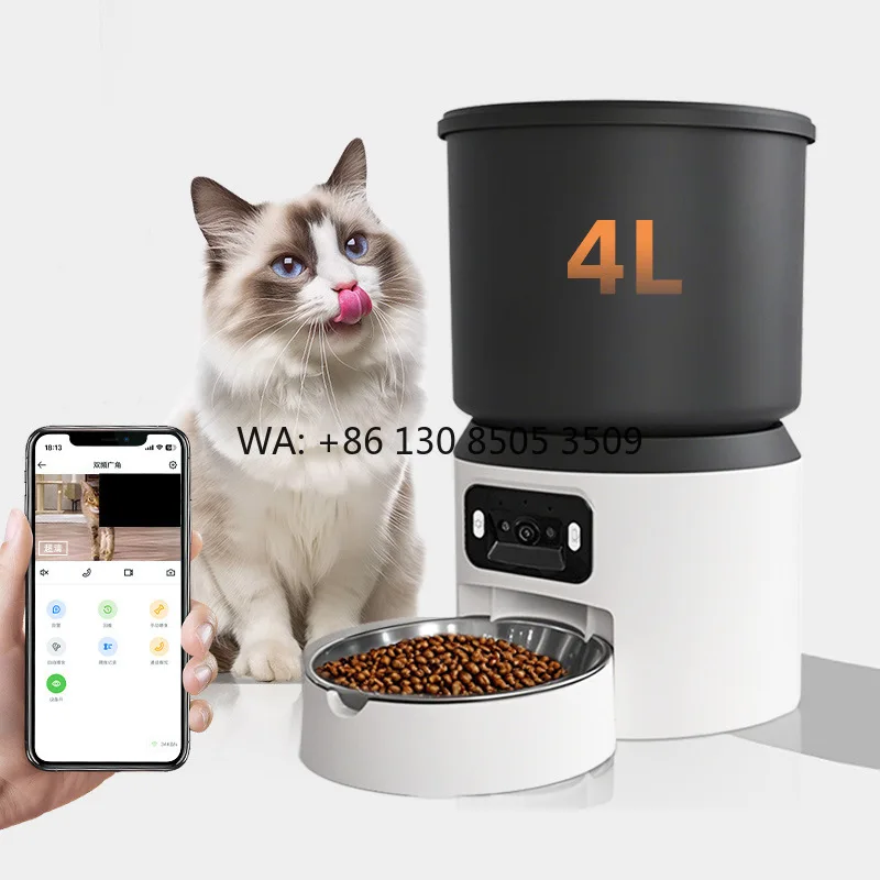 4L Plastic Solid Dual-Frequency Automatic Pet Feeder Smart Dog Cat Bowl with Timer Monitoring Wide-Angle View Dog Food Dispenser
4L Plastic Solid Dual-Frequency Automatic Pet Feeder Smart Dog Cat Bowl with Timer Monitoring Wide-Angle View Dog Food Dispenser