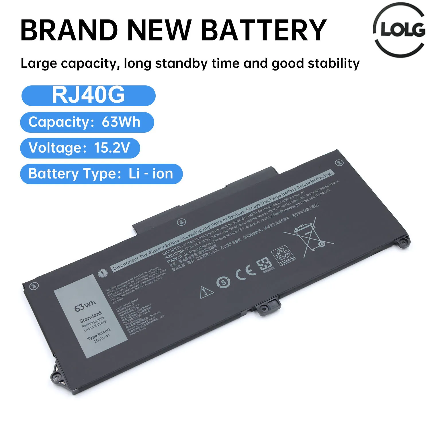 LOLG RJ40G WY9DX 075X16 для Dell Latitude 5520 5420 Precision 3560 P104F P137G 01K2CF 0WK3F1 005R42 15,2 В аккумулятор для ноутбука
LOLG RJ40G WY9DX 075X16 для Dell Latitude 5520 5420 Precision 3560 P104F P137G 01K2CF 0WK3F1 005R42 15,2 В аккумулятор для ноутбука