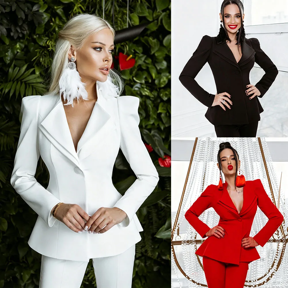 Women's Dresses Suit Gowns Elegant Double Lapel Appliques Jacket Coat And Pants For Female Satin 2 Pieces Suit Customized W535
Women's Dresses Suit Gowns Elegant Double Lapel Appliques Jacket Coat And Pants For Female Satin 2 Pieces Suit Customized W535